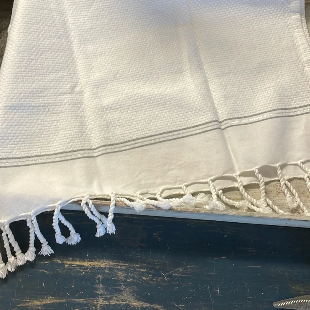 Off White and Black Hand Towel w/ Monogram B Design